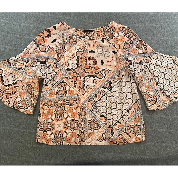 Zac & Rachel Tops - Zac & Rachel Woman Boho Paisley Top Bell Sleeve 1X Peasant Blouse Cottagecore